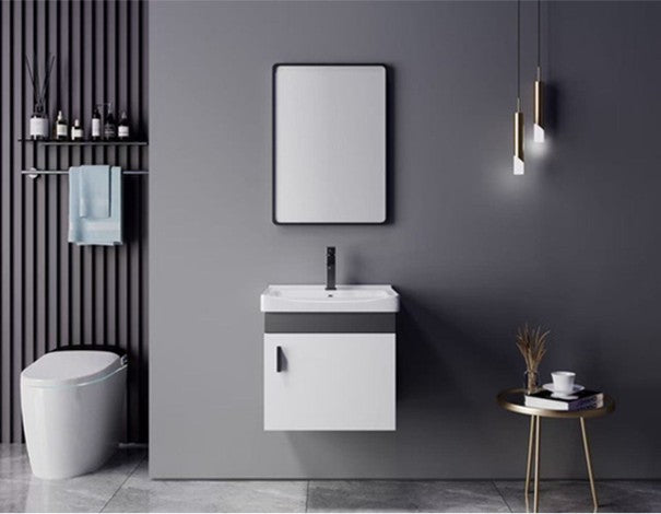 Mueble de Baño de Pared, Blanco y Gris