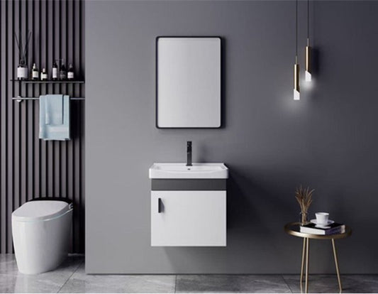 Mueble de Baño de Pared, Blanco y Gris