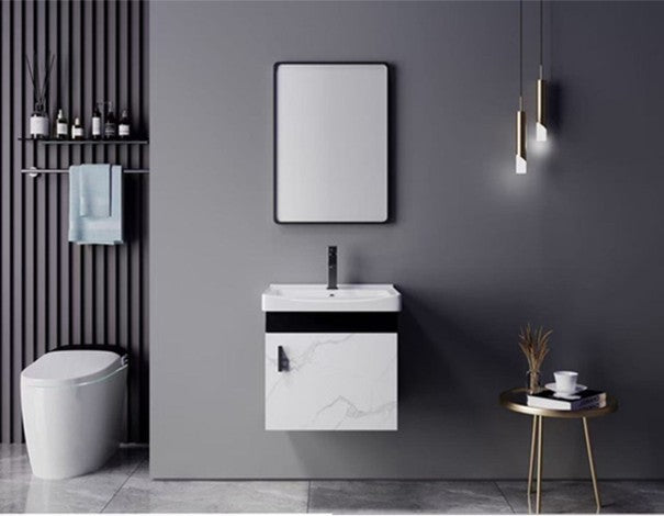 Mueble de Baño de Pared, Mármol y Negro