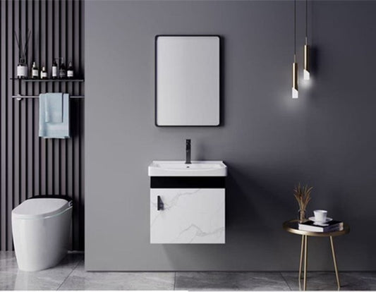 Mueble de Baño de Pared, Mármol y Negro