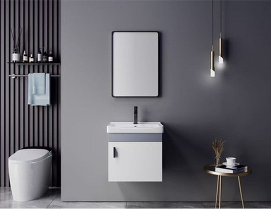 Mueble de Baño de Pared, Blanco y Cemento